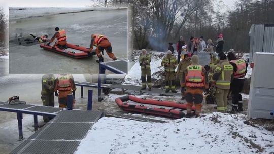 Policka Wydra i strażacy urządzili pokaz na lodzie