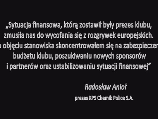 Chemik Police zawiadamia prokuraturę ws. byłego prezesa