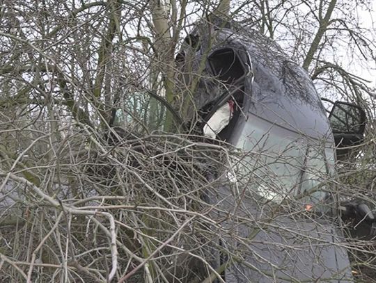 Kierowca zawisł na drzewie i zniknął