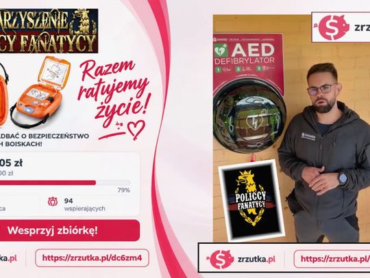 Policcy Fanatycy grają o życie. Pierwszy AED na boisku przy Siedleckiej