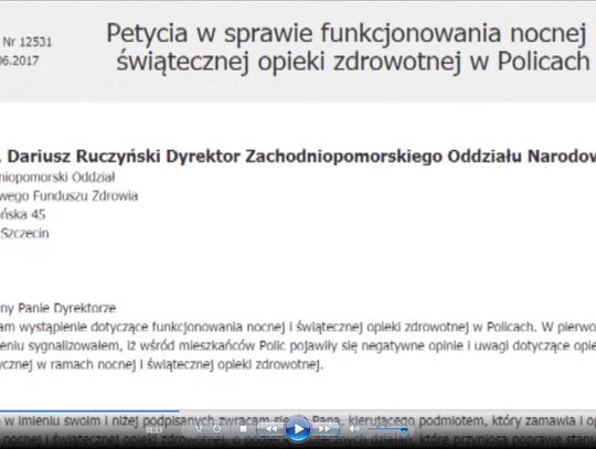 Powstała petycja dotycząca nocnej opieki medycznej w Policach