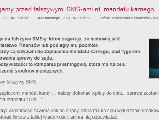 Uwaga! Fałszywe SMS z wezwaniem do zapłaty mandatu karnego