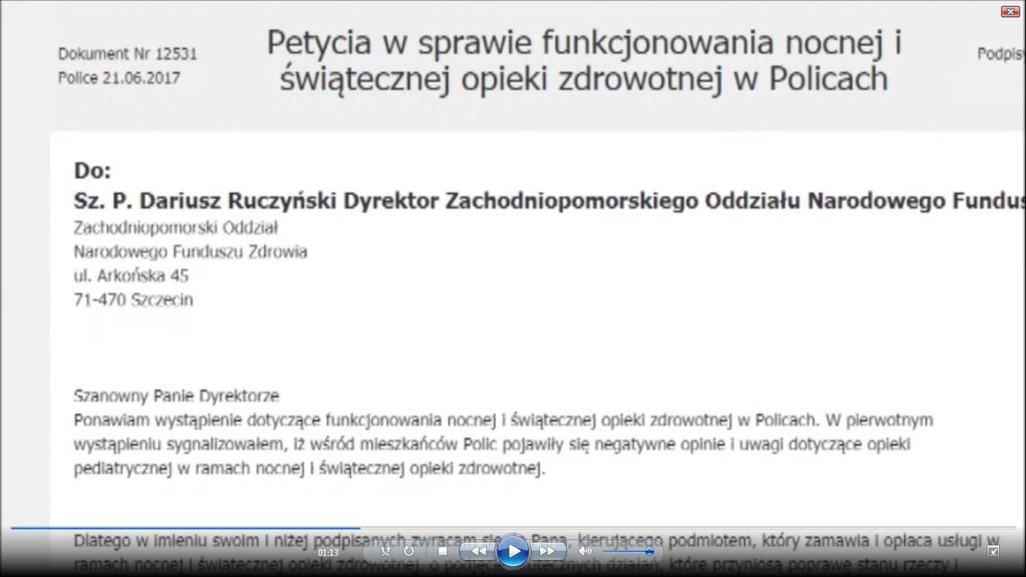 Powstała petycja dotycząca nocnej opieki medycznej w Policach